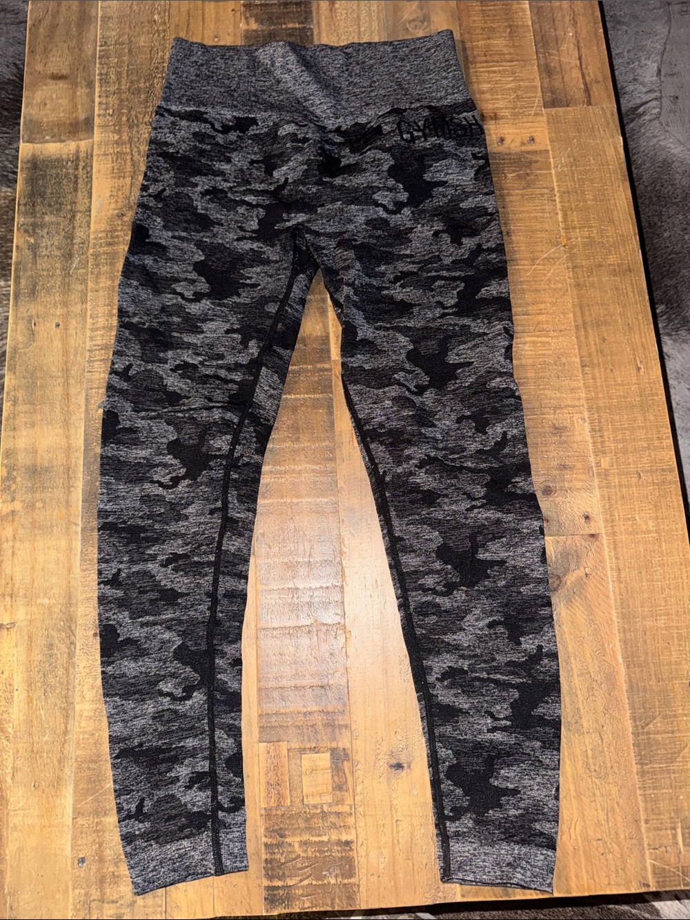 Gymshark Black & Gray Camo Seamless Leggings